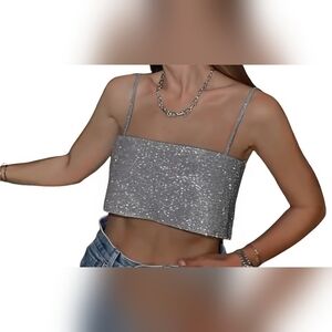 Silver Glitter Crop Top